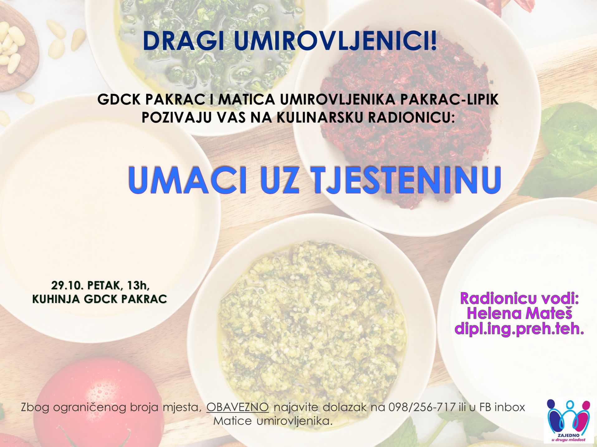 [PROMO] „ZAJEDNO U DRUGU MLADOST“ / PETAK: Kulinarska radionica za umirovljenike