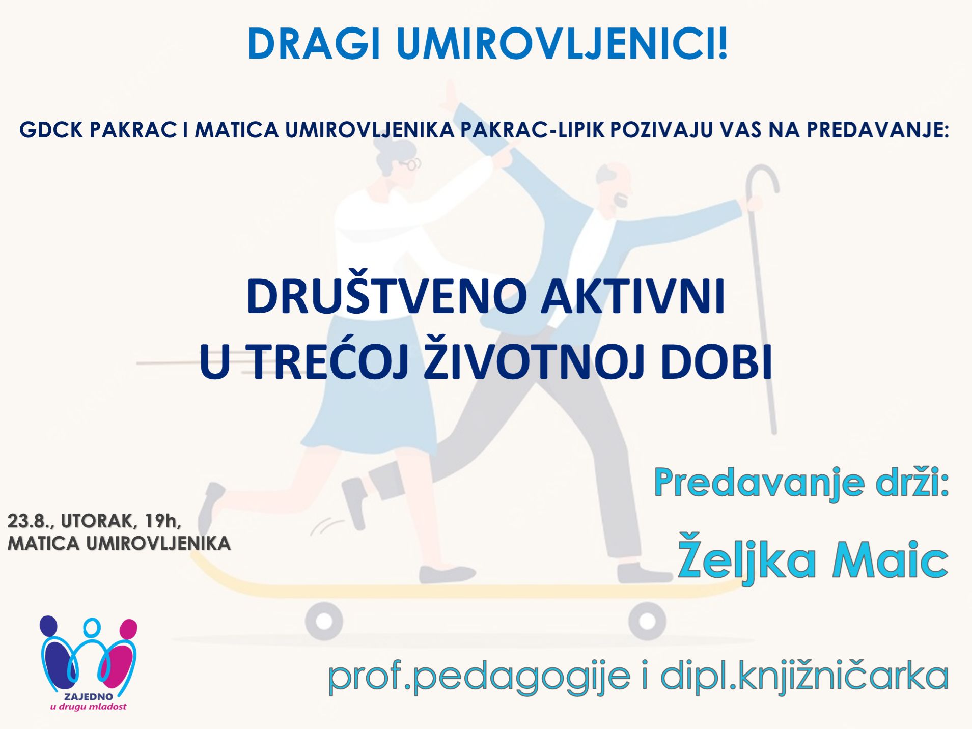 [PROMO] ZAJEDNO U DRUGU MLADOST: U utorak predavanje za umirovljenike