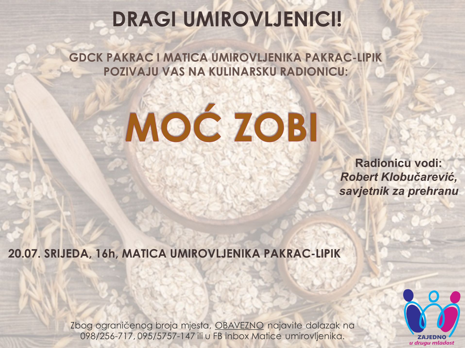 (PROMO) "ZAJEDNO U DRUGU MLADOST" Kulinarska radionica "Moć zobi" 