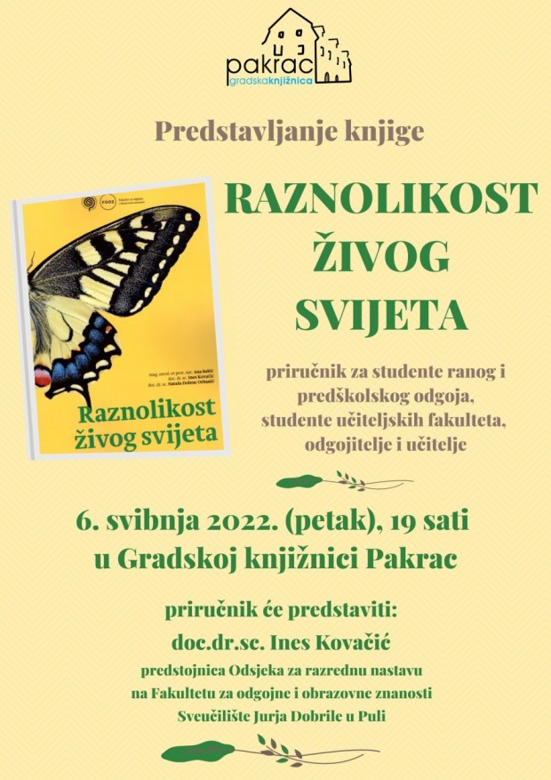 U PETAK U PAKRAČKOJ KNJIŽNICI Predstavljanje knjige "Raznolikost živog svijeta"