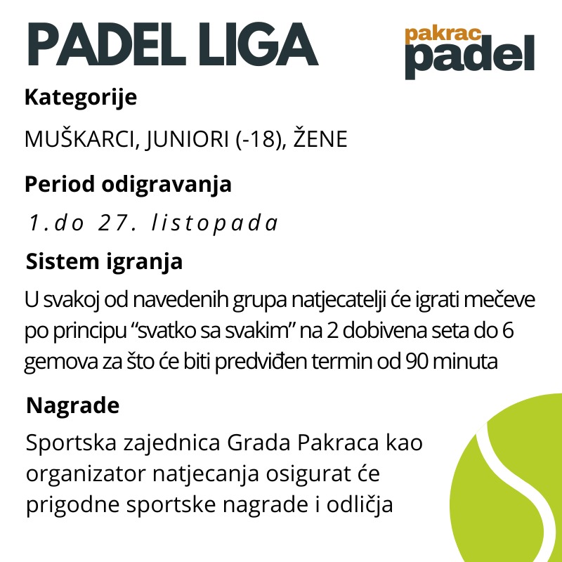 PADEL PAKRAC U tijeku su prijave za prvu Padel ligu