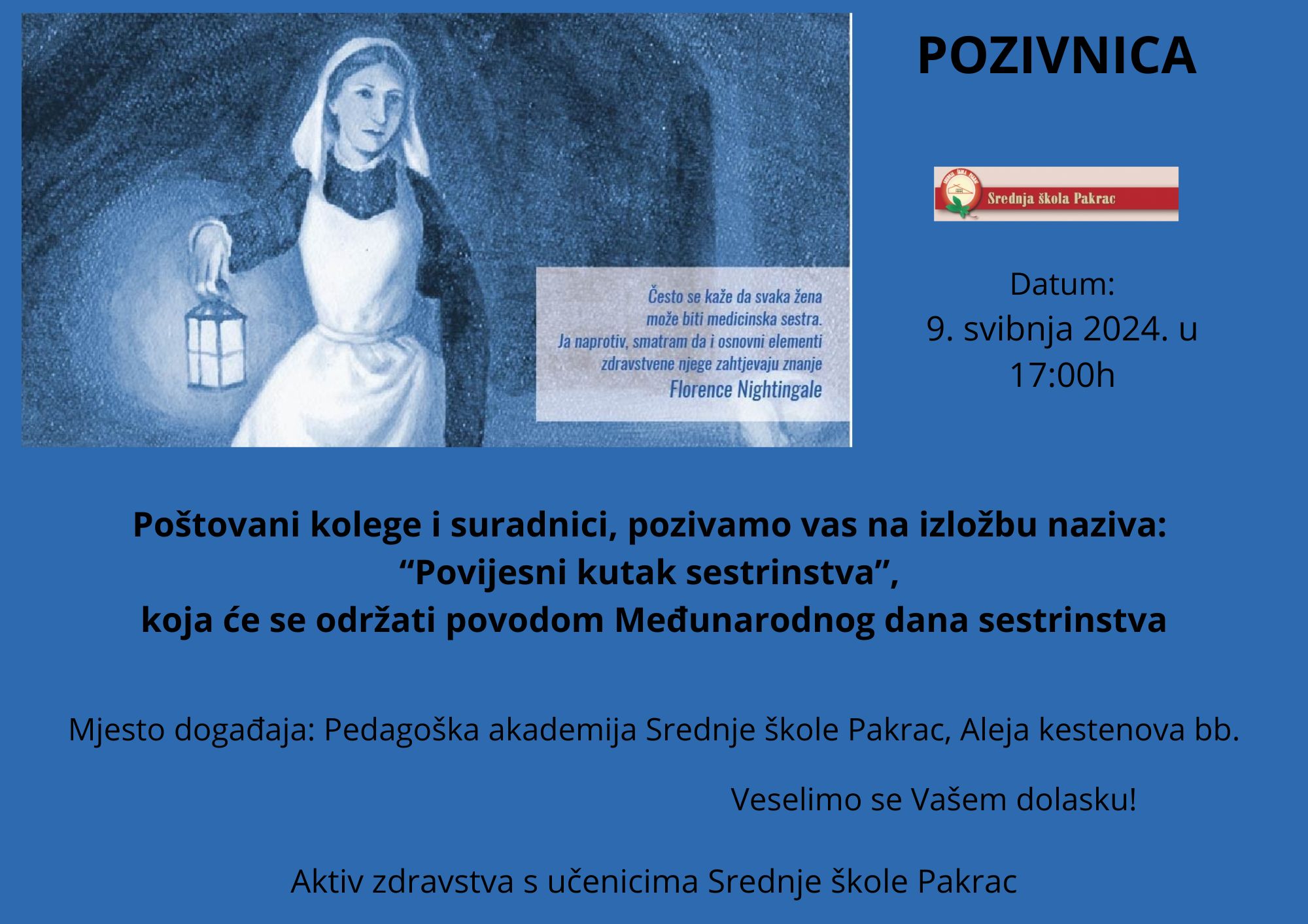 MEĐUNARODNI DAN SESTRINSTVA Izložba u zgradi Pedagoške akademije